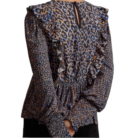 ANTHROPOLOGIE BLNK Moira Peplum Ruffled Animal Print size M - Picture 3 of 7